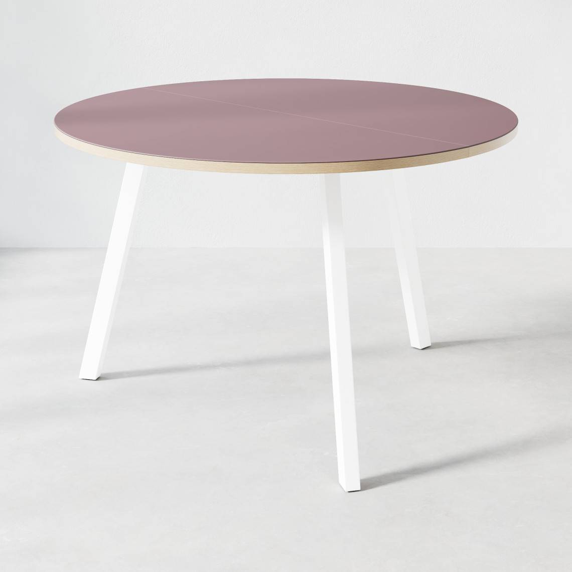 Konferensbord Viggo Plus - Runt, Höjd 90 cm, Diameter Ø140 cm, Bordsskiva Burgundy, Underrede Vit