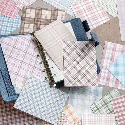 50 st/förpackning Vintage DIY-dekoration icke-självhäftande scrapbookingpapper, handgjort hantverksmaterial, julklapp, personlig scrapbookingplanering - Rosa (En-Storlek)