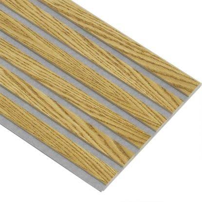I-Wood Medio+ Original akustikpanel, brun olieret, grå filt og lys kerne, egefiner, 16 x 300 x 2780 mm