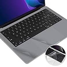 iKammo 3-i-1, MacBook Pro 14, palmstöd skydd med TrackPad Skyddsskal för 2021, ny Apple MacBook Pro 14 tum M1 Pro/Max Chip A2442 med klart tangentbordsskydd, rymdgrå