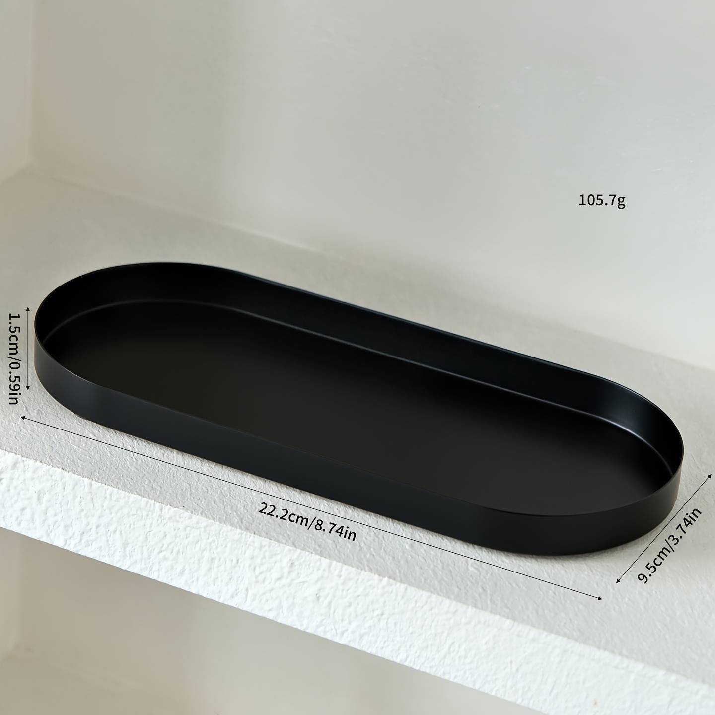 TEMU Dual-color Cosmetic Tray Organizer - Matte Metal Vanity Tray For Perfumes, Rings Skincare | Modern Bathroom Countertop Decor ()