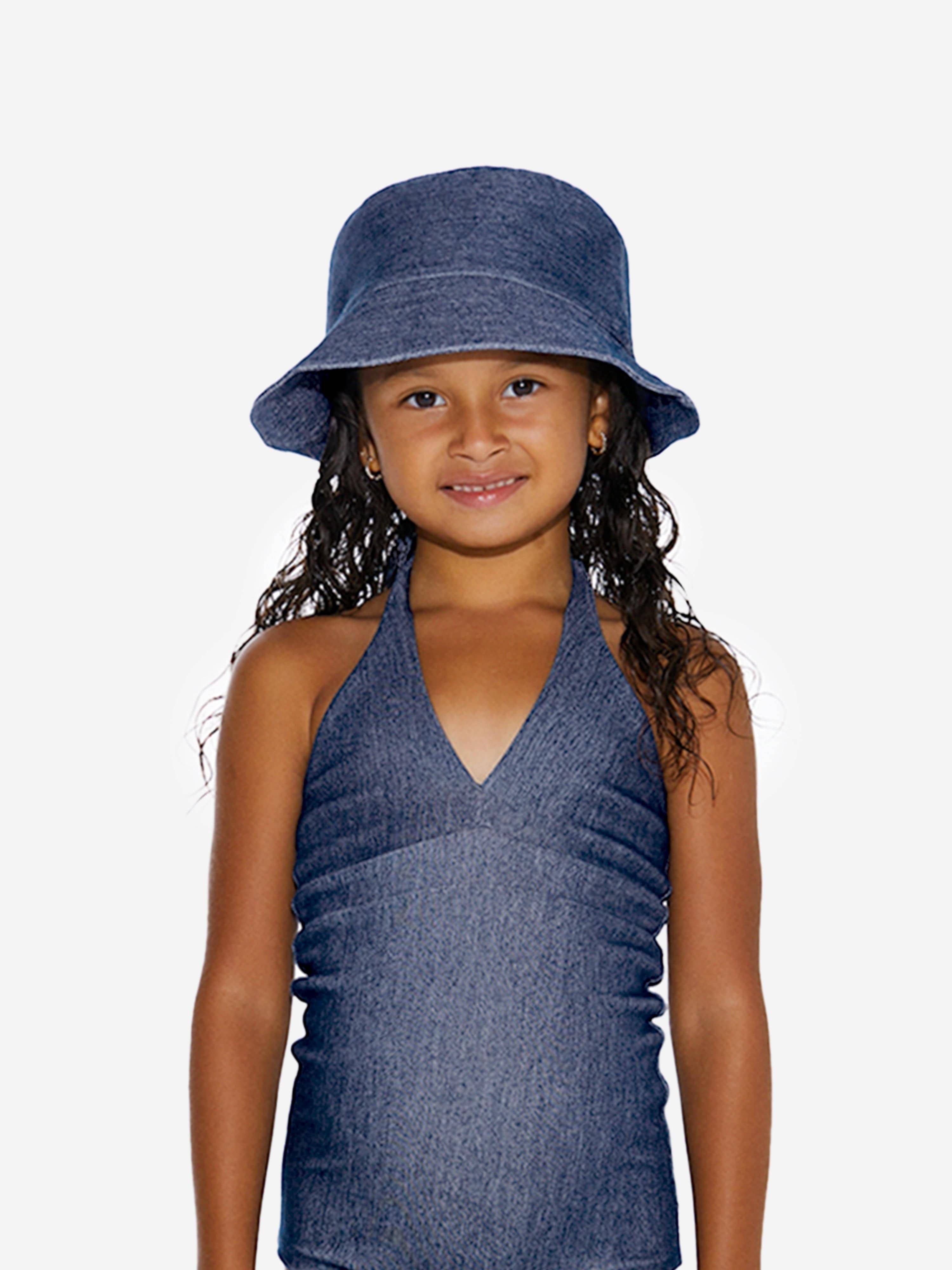 AY by AYLA Girls Denim Look Bucket Hat in Blue - Blue / M (6 - 8 Yrs) (M (6 - 8 Yrs))