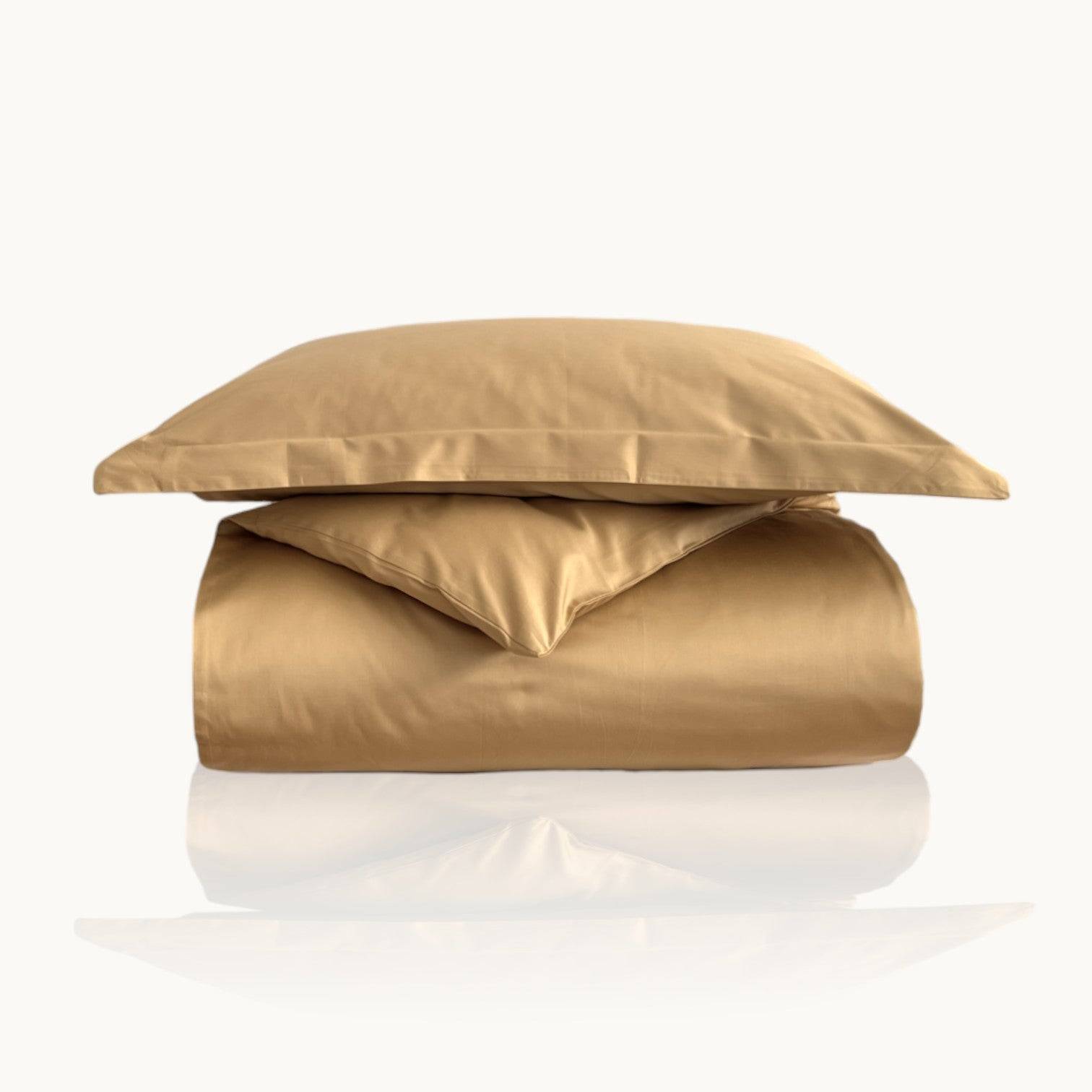 Charm Satin Bettwäsche aus 100% ägyptischer Baumwolle (600TC) – Seidig glänzend & luxuriös weich - Miel / 200x220 + (2 Kissenbezug) / 80x80