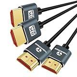 Thsucords Ultratunn 8K 4K HDMI Kabel 1M 2 Pack, Smal Flexibel mjuk höghastighet HDMI 2.1 stöd 4K@120Hz 8K@60Hz 48 Gbps kompatibel med Roku TV/HDTV/PS5/Blu-ray
