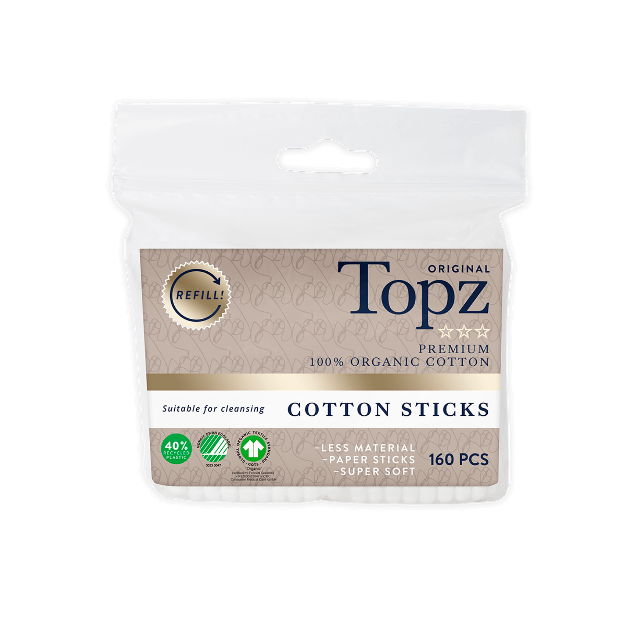 Topz Bomullspinnar Premium Refill 160st/fp