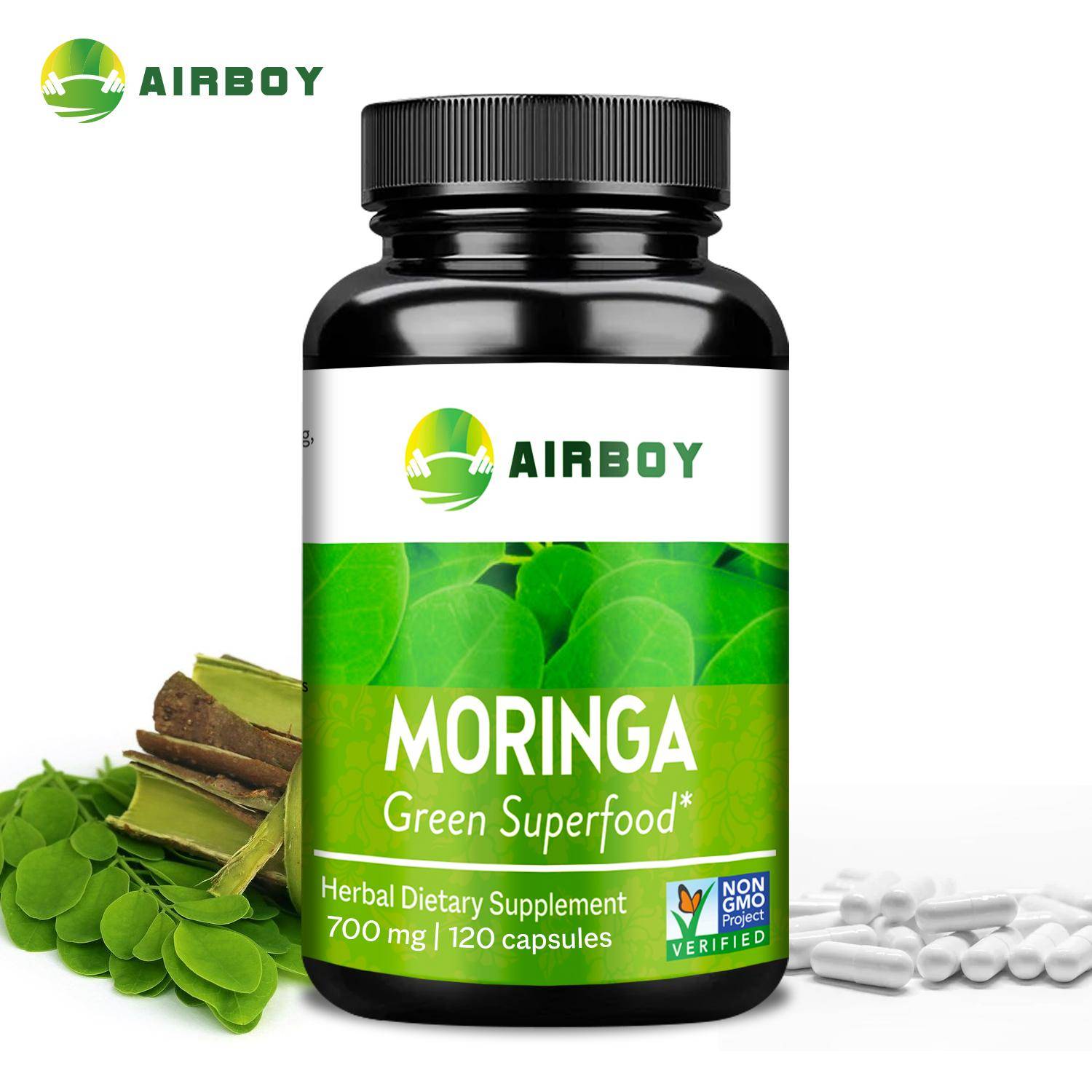 Moringaextraktkapslar, 700 mg per portion, stöd för vuxnas immunförsvar.