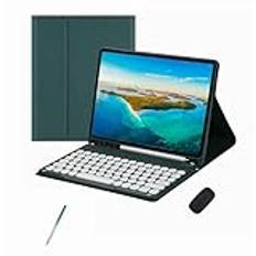 XFTeoux Keyboard Mouse Case för iPad pro 12,9 tum 2022 2021 2020 2018 6:e 5:e generationen 4:e 3:e generationen med keyboard Mouse Set Söt rund nyckel avtagbart fodral med penna,Dark green