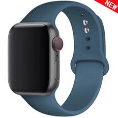 Silikonrem til Apple Watch Band 45mm 44mm 42mm 49mm 41mm 40mm 38mm correa armband iwatch Series 8 7 9 SE 4 3 5 Ultra 6 - Storm blue