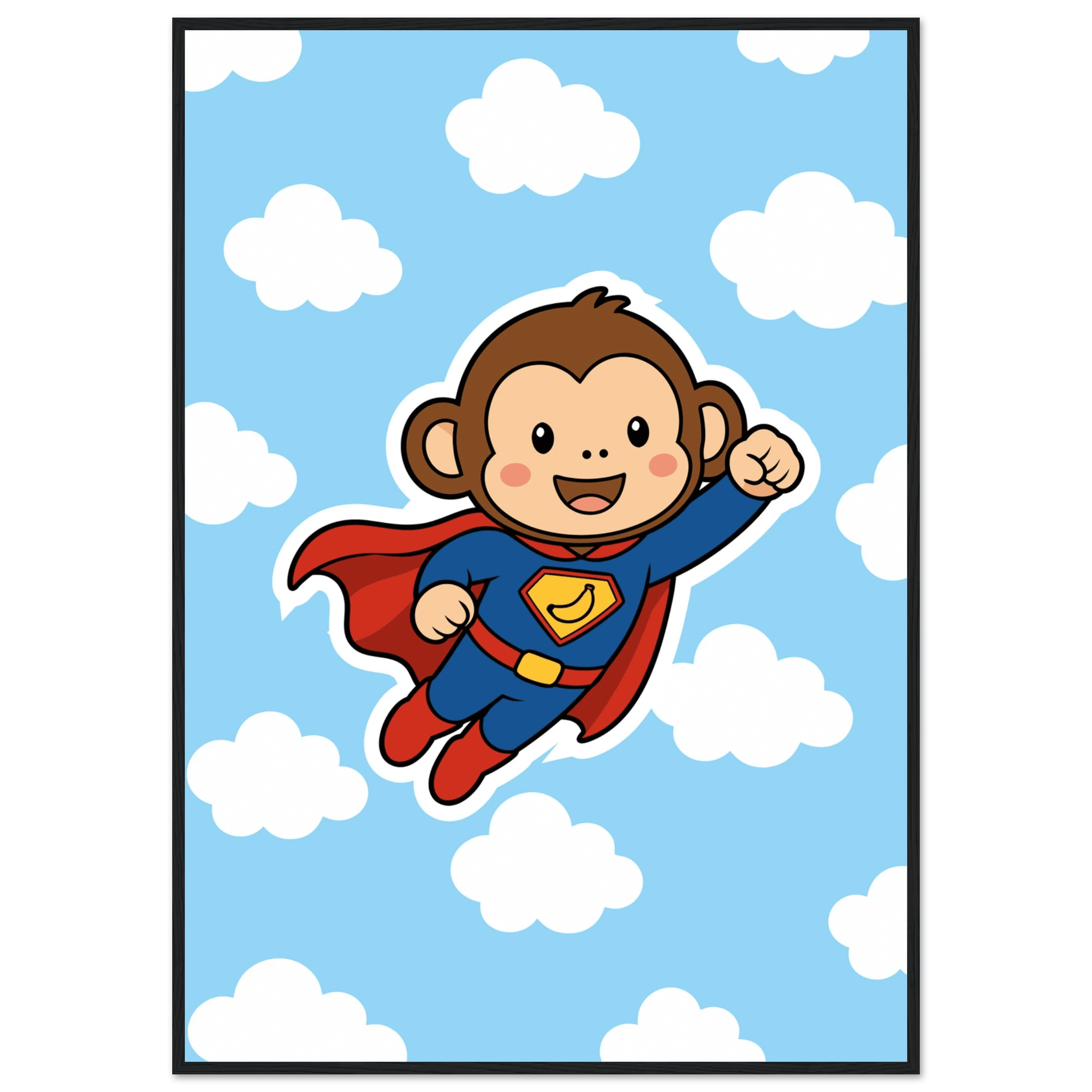 Superhjälteapa poster-70x100 cm / 28x40″ / Med ram / Svart