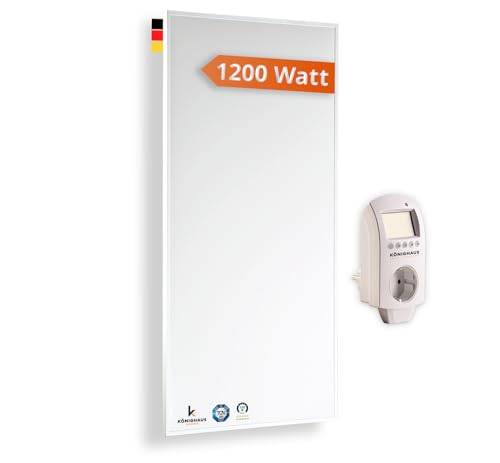 Könighaus Infrarotheizung - 1200 Watt + 5 Jahre Herstellergarantie ✓ Doppelter Überhitzungsschutz ✓ Für Wandmontage ✓ inkl. Smart Thermostat