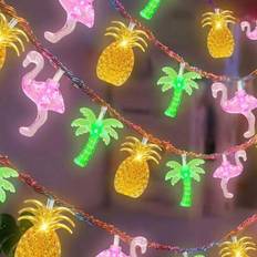 1 st LED-flamingo-ananas-palmträdsljusslingor batteridrivna ljusslingor LED-sommar tropisk strand hawaiianska ljusslingor tropisk flamingo-ananas-palm - Multifärgad (1 PC)