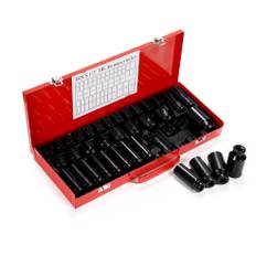 Impact Wrench Socket Set 35 Pieces Hex Deep Bit Short Box Wrench of 1/2 12.7mm (Set 35)