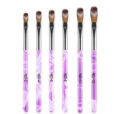 6st Akryl Nagelborste Set, Nail Art Design Verktyg, 3D Builder Nagel Gel Brush - Akryl Nagel Ritning Penna - Nail Art Borste För Salong Hemma Manikyr - Blåröd