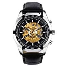 RORIOS Herrklocka automatiska mekaniska klockor lysande armbandsur med rostfritt stål rem självuppdragande armbandsur, Svart guld A, 240mm, Mekanisk, självuppdragande