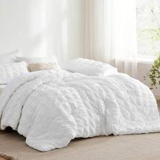 White Seersucker Washed Cotton Quilt Cover Quilt Cover Pillowcase Double Single Three-Piece Set - Quilt Cover 160*200CM - Pillowcase 70*80CM - Brushed - Creamy White - 160*200cm Three-piece Set,200*220cm Three-piece Set