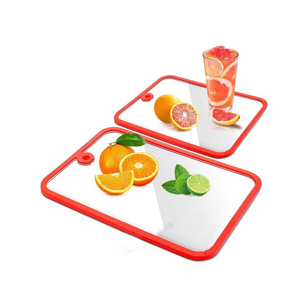 Glass Cutting Boards for Kitchen Counter,2PC Tempered Glass Chopping Board Set Hanging Hole,Dishwasher Safe,Heat Proof
