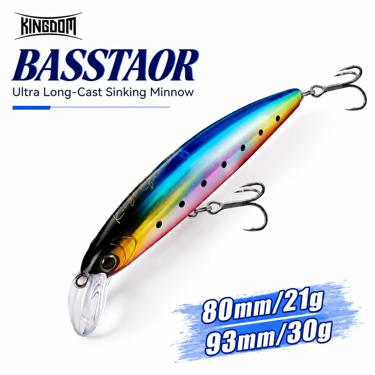 KINGDOM Basstaor Lure Sinking Minnow Hard Bait Wobbler 80mm 21g 93mm 30g Long Casting Lure Bass Pike Salmon Trout Swimbait