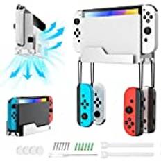 MoKo Wall Mount for Nintendo Switch/Switch OLED, Metal Wall Mount Bracket with 4 Joy-Con Hooks, Airflow Gap Design Fast Heat Dissipation, Safely Store Your Switch Near or Behind TV, White