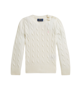 Polo Ralph Laurentil piger. 312877375009 Råhvid sweater i uld og kashmir (1.5/2años= 88/93cm), Casual, Bomuld, Lange ærmer, børnetøj