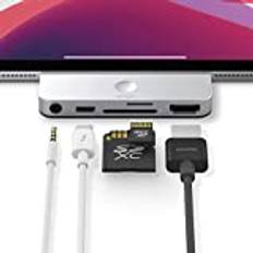 elago Aluminium Type-C Pocket Pro Hub-adapter kompatibel med Apple iPad och andra USB-C-enheter – 5-i-1: 4K HDMI, USB-C PD-laddning, 3,5 mm ljuduttag, SD och Micro SD-kortplats (silver)