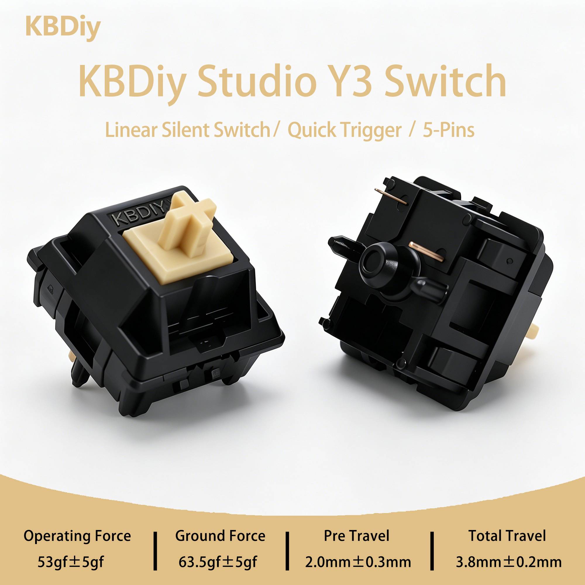 KBDiy Y3 Silent Switch Linear Creamy 53gf Switches HIFI Pre Lubed POM For Custom DIY 60% 75% Gaming Mechanical Keyboard Aula F75