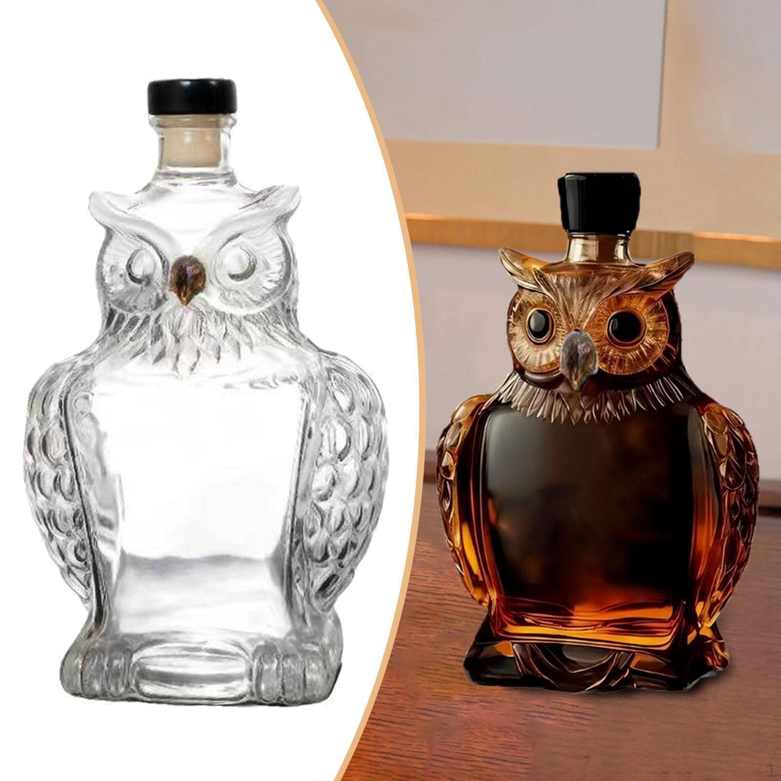 Whiskykaraff Spritflaska för Bar Hemfest Kreativ 125ml Tom Uggelformad Glas Män beige
