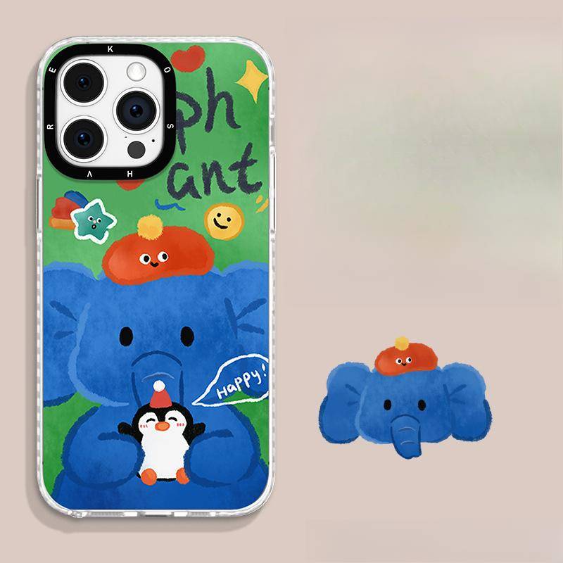 Graffiti Elefant Lämplig för Apple 13promax Fulcrum Mobiltelefonfodral 16 Söt Tecknad 15 Magnetisk Sug Xiaomi 14 Ställ Redmi K40/K40Pro