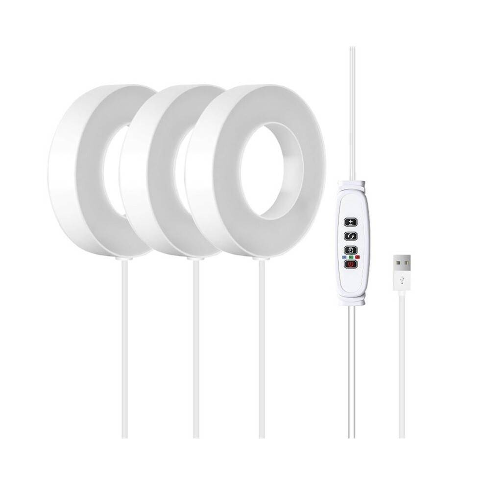 Full Spectrum LED Grow Light Auto /Off Timer Ceiling Under Cabinet Halo Plant Growing Lamp Yellow and White Light 3 Pc