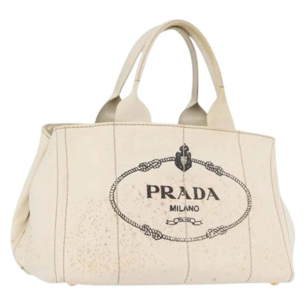 Prada Vintage Pre-owned Vintage Canvas Tote Bag - Vintage - Dame - Hvid - ONE SIZE - Uld