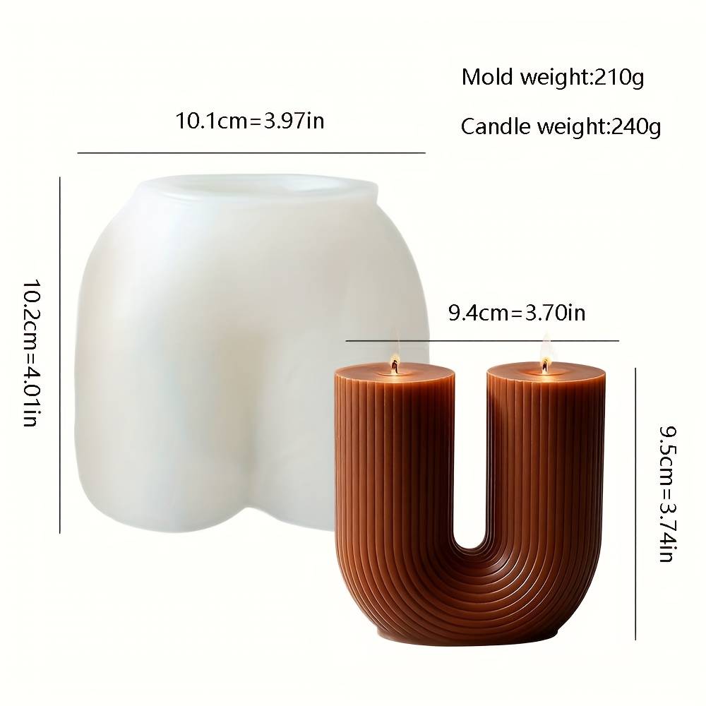 TEMU Geometric U-shaped Aromatherapy Candle Silicone Mold -shaped Candlestick Candle Epoxy Diffuser Stone Mold