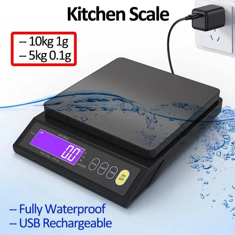 Digital Elektronisk Köksvåg 5kg/0.1g 10kg/1g Rostfritt Stål Uppladdningsbar Hög Noggrannhet Automatisk Avstängning Enhetsomvandling