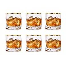 Osymmetriska whiskyglas, presentset för män, dricksglas för födelsedag, fars dag, pensionering, farfar, till rom, gin, bourbon, 6-pack