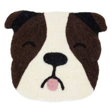 Felt Bulldog sittdyna Ø28 cm - Vit/Mörkbrun