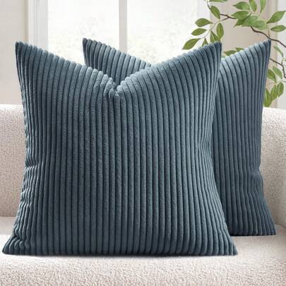 1/2 st set med kuddfodral (kuddfyllning ingår ej), marinblå manchester med randigt mönster, dekorativt kuddfodral för soffa, kontor och vardagsrum (40*40,45*45,60*60,30*50,50*50)