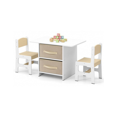 Legebord med stole til børn i MDF og fyrretræ - Hvid/Beige
