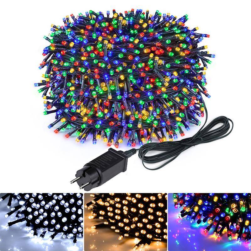 EU-kontakt 220V Utomhus Jul Bröllopsfest Deorativa Fairy Lights 10M-100M LED Twinkle Star String Lights För Trädgård Uteplats Gräsmatta Landskapsdekor