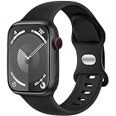 Charlam Kompatibel med Apple Watch-rem 38 mm 40 mm 41 mm 42 mm för kvinnor män, sportband mjuk silikon ersättningsremmar kompatibla med iWatch SE serie 10 9 8 7 6 5 4 3 2 1, svart