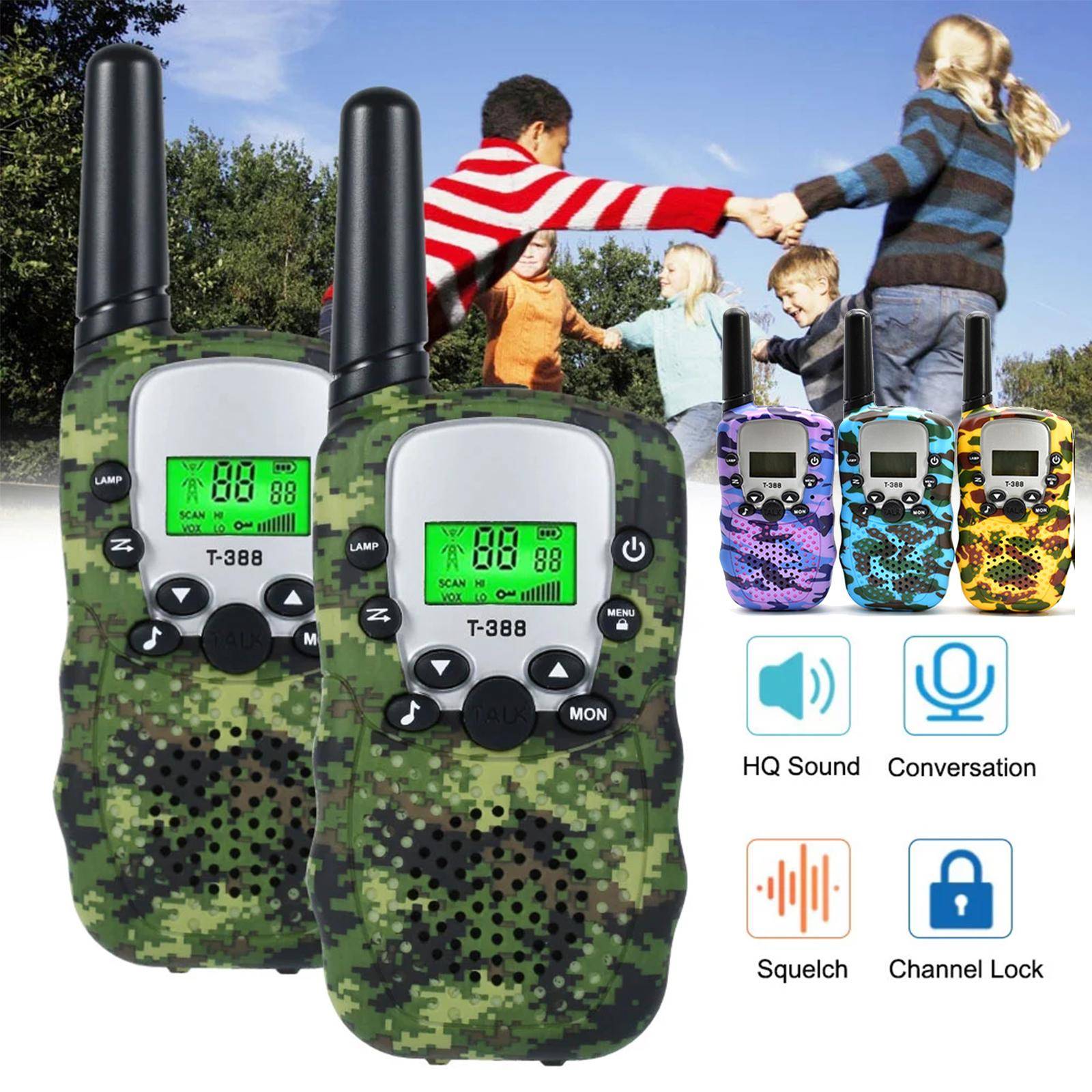 2-pack walkie talkies för barn, 3 km lång räckvidd för barn Walky talky handhållen radio barnleksakspresenter för pojkar och flickor blå