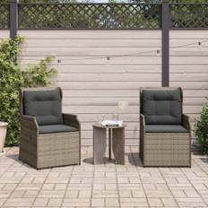 Trädgårdsbänk med kudde 2 pcs Grå Poly rattan