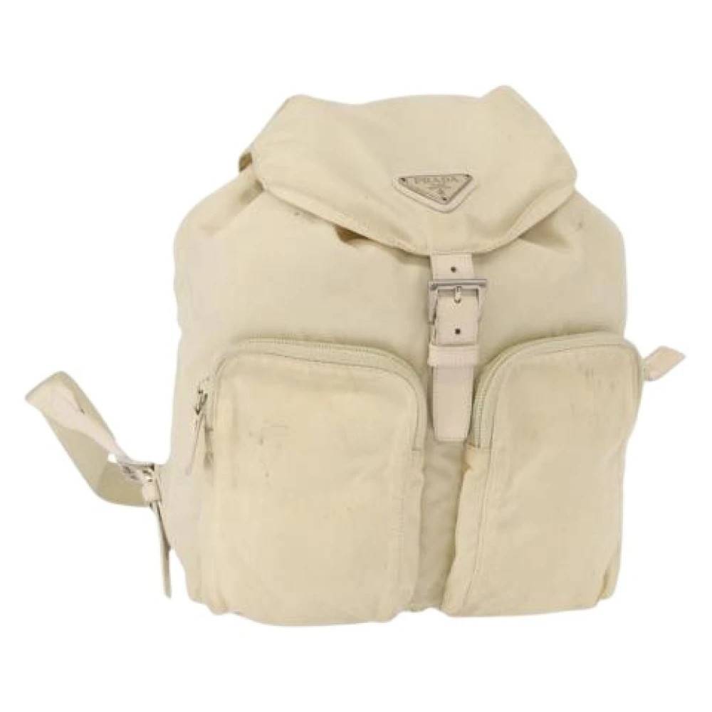 Prada Vintage Pre-owned Nylon Rygsæk - Vintage - Dame - Hvid - ONE SIZE - Nylon