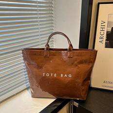 Stor kapacitet Mode Transparent Jelly Tote Bag PVC Vattentät Handväska Shopping Bag, Koreansk Stil Ny Unisex Big Bag Accessoar, Retro Casual Street St - Kaffebrun