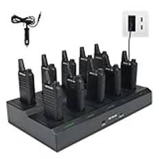 Retevis RT622 Walkie Talkies, PMR446 Mini Walkie Talkies Laddningsbara med 10-Vägs Laddare, Löstagbara Laddningsplatser, Vox, Professionella Walkie Talkies för Vuxna, Skola, Hotell (10 Pack, Svart)