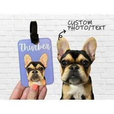 1 st Custom Pet Portrait Bagage Tag, Hund Cat Pet Illustration, Personlig PU-läder Bagage Tag, Thermal Transfer Photo Bagage Tag, Reseväska Tag, Resep - Vitt