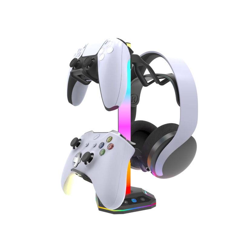 Gaming Headset- & Controllerholder med RGB og USB-Hub - Sort