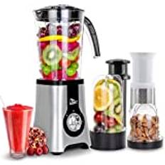 Uten Stående mixer, smoothie-mixer, multifunktion, juicepress, kött, is-krossar, elektrisk rostfritt stål, smoothie-mixer med flaska (220 W, 22 000 varv/min)