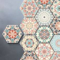 Hexagon vattentät badrumsgolvklistermärken självhäftande golvplattor klistermärke kök vardagsrumsdekoration halkfritt golvdekal - 50 st 20 cm x 23cm