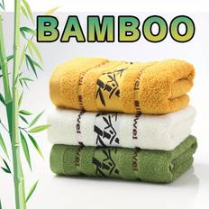 TEMU 3pcs Bamboo Fiber Towel Set 110g, Bamboo Embroidery Towels, Absorbent Quick-dry Hand Towels, Ultra Soft Light Beige-friendly Towels, Suitable For Home, Ideal Supplies 13.78in*29.35in