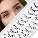 10 Par Naturliga Falska Ögonfransar Manga Lashes 5 Style Mixed Falska Fransar Genomskinligt Band Lösögonfransar Natural Eyelashes Falska Fransar Volume False Eyelashes (Manga Mix)