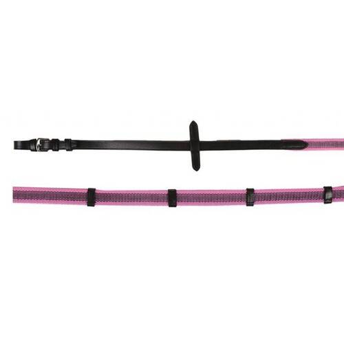 HKM Super Grip tøjler - Sort/lyserød