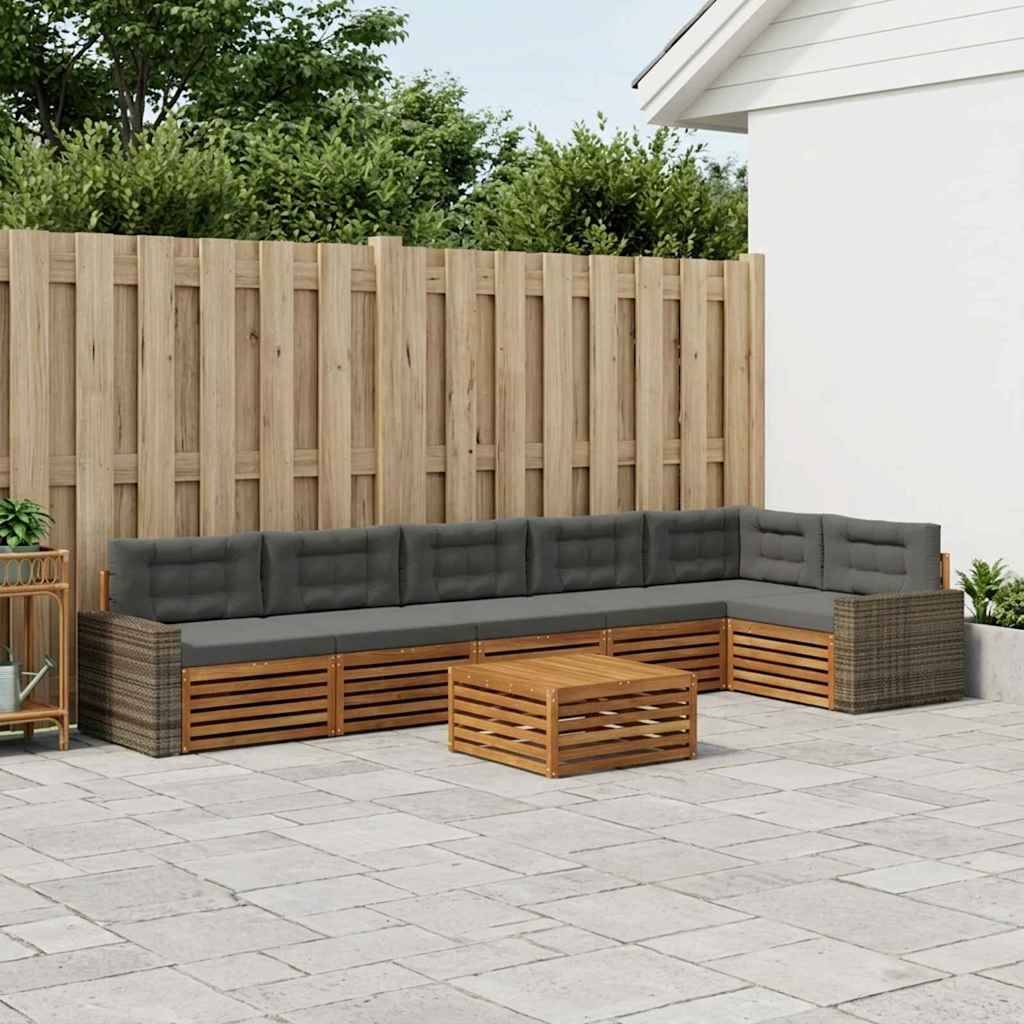 Udendørs sofagruppe 7 stk. Naturlig og Antracit Polyester